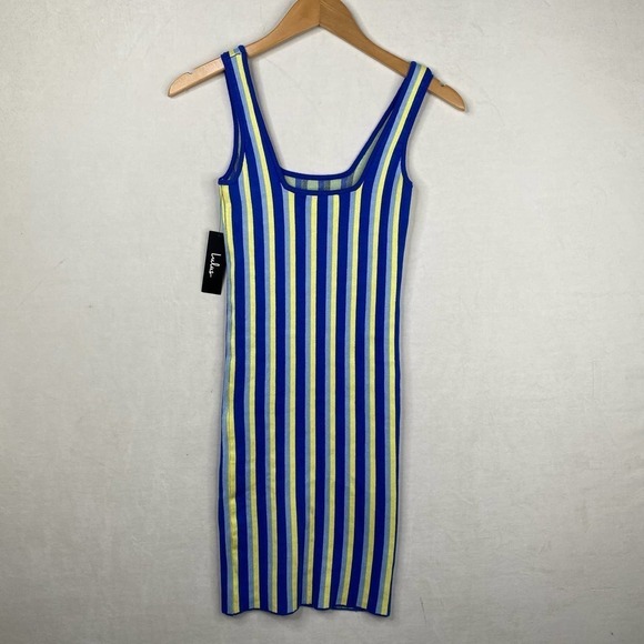 NWT Lulus Nayeli Blue Multi Striped Sleeveless Bodycon Sweater Dress-Small - Picture 5 of 7
